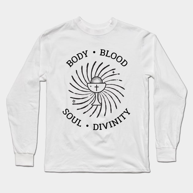 Body, Blood, Soul, Divinity — Catholic Divine Mercy Long Sleeve T-Shirt by Radiant Creative